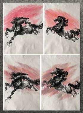 68X45CM中堂国画批发纯手绘动物四尺三开马马到成功AN1102523-40