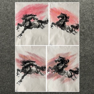 68X45厘米国画批发纯手绘动物四尺三开马马到成功AN1102523-40