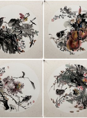 8墨锦轩国画花鸟画客厅旺宅添福