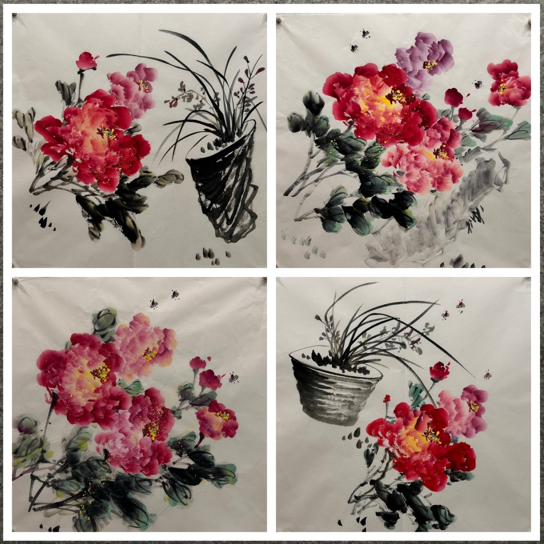 8墨锦轩国画批发花鸟画纯手绘四尺斗方牡丹兰花紫藤AS5111861-72