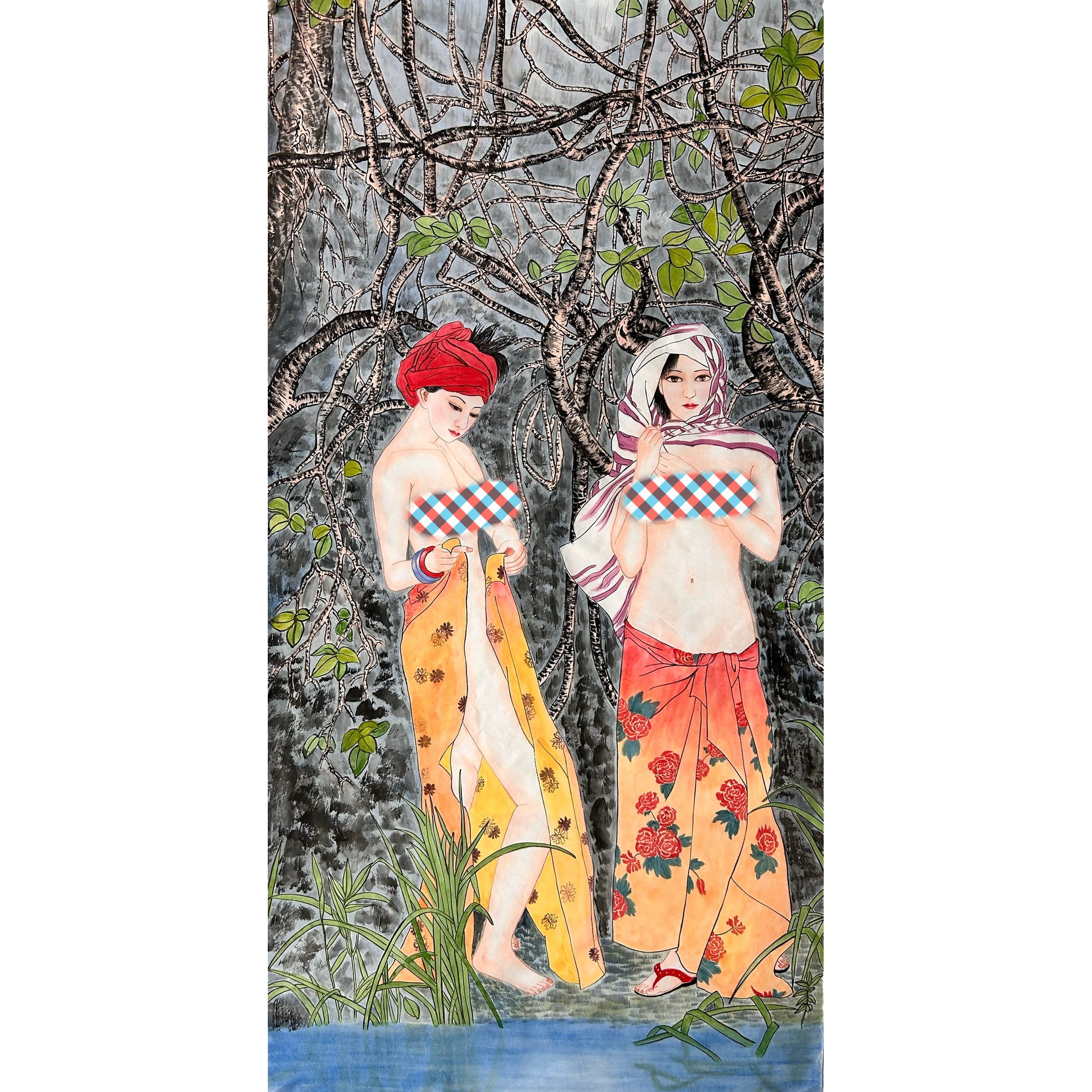 8墨锦轩中堂装饰国画纯手绘美女图四尺人物画AJ5102601-10