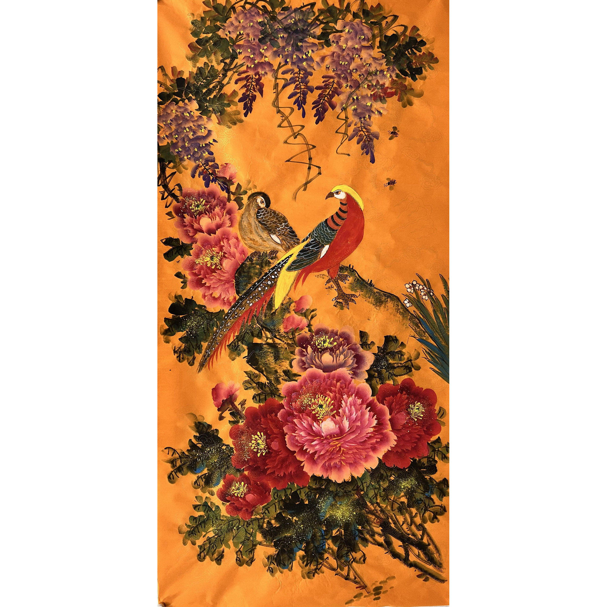 8墨锦轩中堂国画花鸟画纯手绘四尺牡丹锦鸡富贵吉祥AF2072801-11