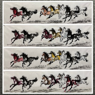 136X34CM装饰国画批发纯手绘动物四尺对开马马到成功AL9031701-15