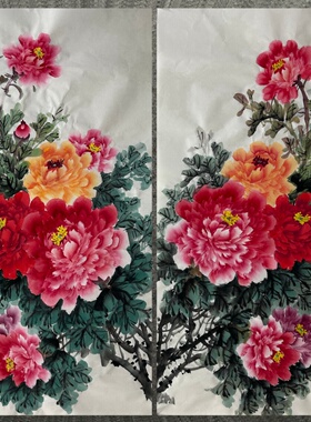 8墨锦轩中堂装饰国画花鸟画纯手绘三尺牡丹花开富贵AV5122601-25