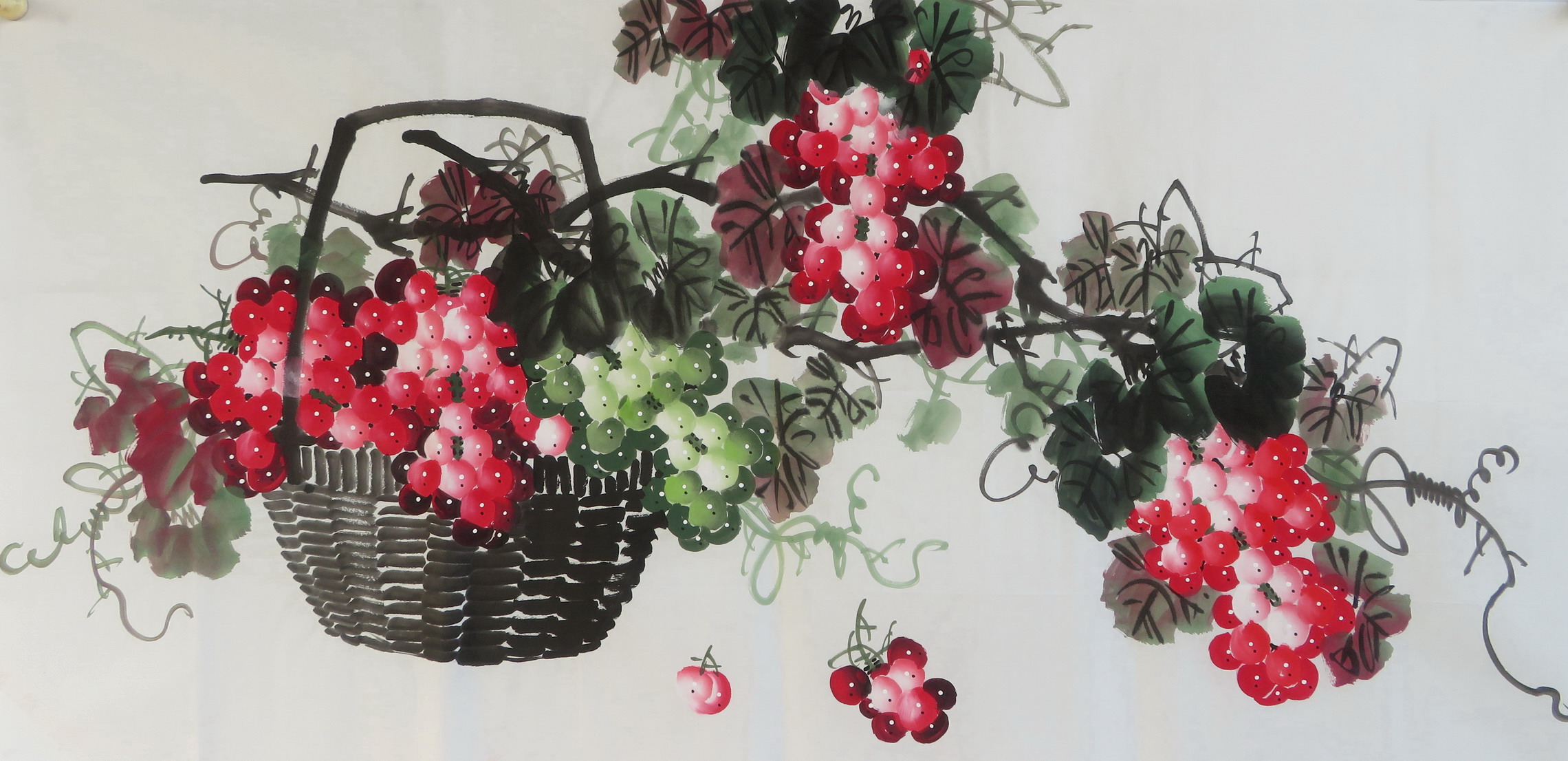 8墨锦轩特价装饰书画国画宣纸字画水果纯手绘四尺葡萄硕果累累02