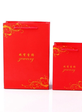 珠宝首饰送礼品袋手提袋纸袋外包装印刷袋烫莲花首饰袋