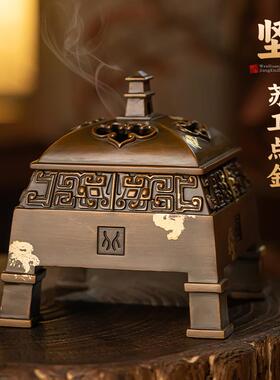 仿古纯黄铜香炉家用盘香线香