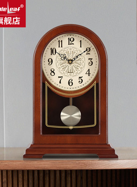 新中式实木座钟客厅简约静音台钟家用复古石英钟创意时钟装饰摆件