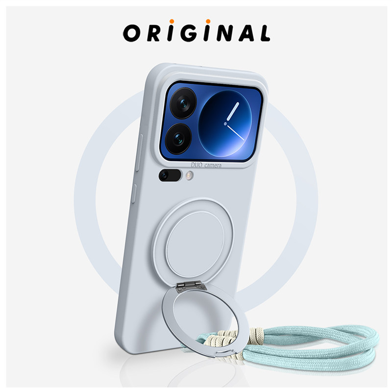 适用小米17promax手机壳新款17Pro带手腕挂绳旋转支架miui解压齿轮17ultra防摔全包液态硅胶高级感十七软壳