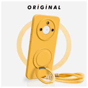 适用荣耀x60手机壳新款 X60Pro手腕挂绳带旋转支架全包防摔华为honor解压齿轮360软硅胶液态男女支点壳保护套