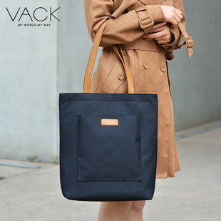 VACK女士单肩电脑包竖版 购物拎包tote包通勤大容量挎包适用于华为苹果13寸联想小新14英寸 极简托特包时尚