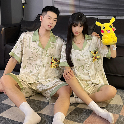 夏季冰雪丝短袖情侣睡衣