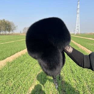 全毛雷锋帽冬季加厚保暖东北皮草帽子仿狐狸毛貉子毛霸王帽潮男女