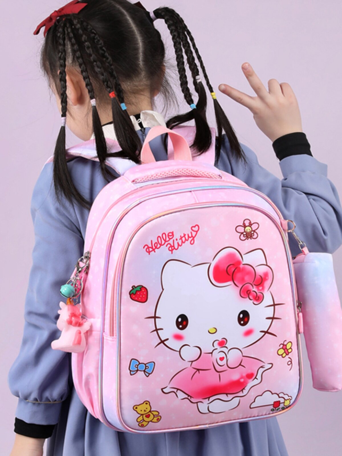 二一年级女孩的书包带笔袋可爱公主风粉嫩儿童轻便减负小学生减重