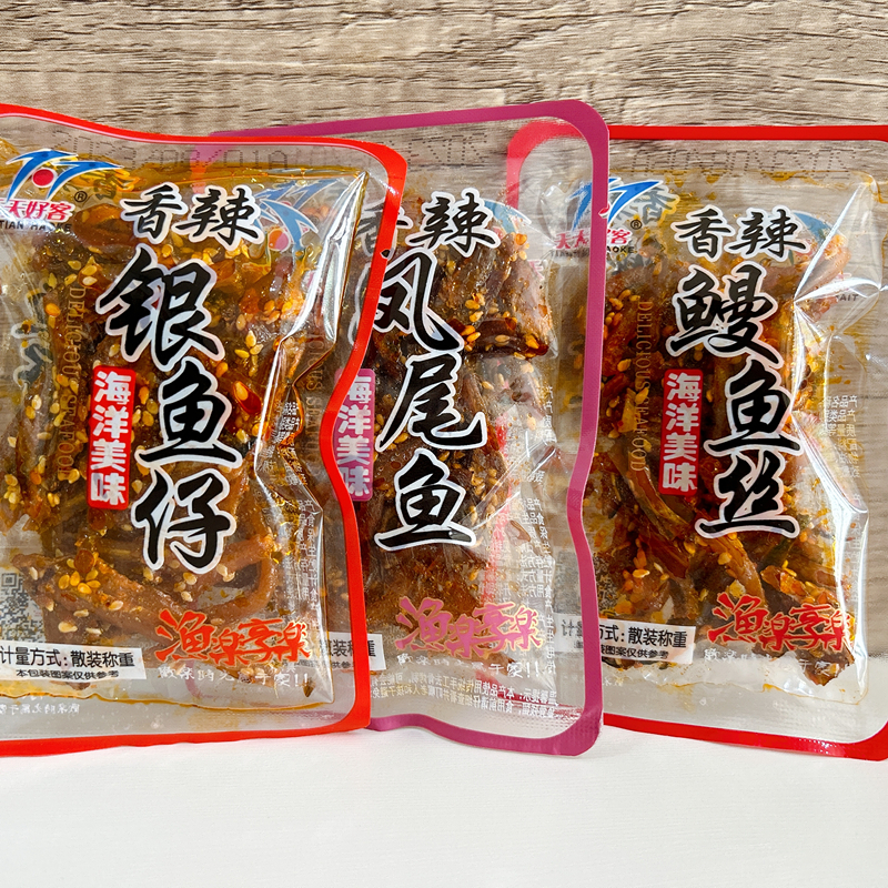 天天好客500g小鱼干香辣凤尾鱼鳗鱼丝小银鱼仔鱼排鱼皮海鲜即食