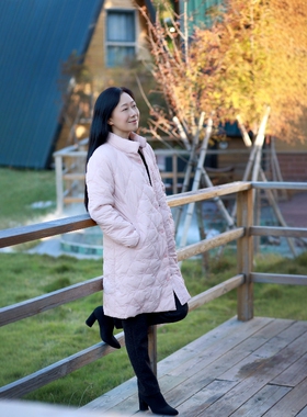 丹同款 琳丹乐2025冬季新款粉红长款夹棉外套59093毛呢裤59025