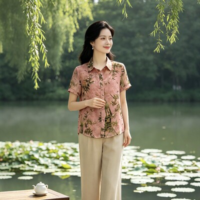丹同款 琳丹乐2026春夏新品清新淡雅粉红花上衣68133