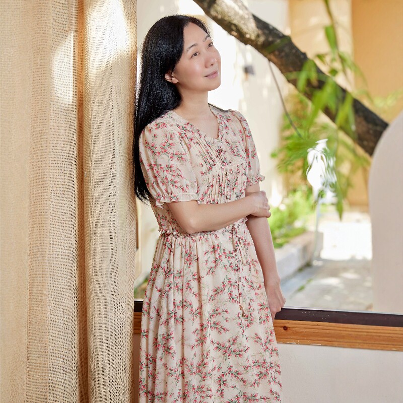 丹同款琳丹乐2025新品杏花雪纺连衣裙58099