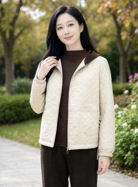 丹同款 琳丹乐2026秋冬新品休闲百搭杏色连帽外套女69043