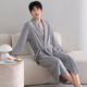 睡袍男士 睡衣春秋款 纯棉浴袍2026新款 一体式 家居服 长袖 圆人中长款