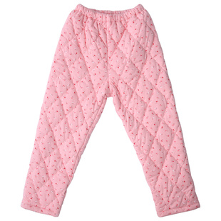 加厚三层纯棉夹棉睡衣裤 家居裤 子2025女大码 长裤 保暖睡裤 圆人冬季