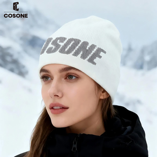 COSONE针织冷帽美式户外登山滑雪白色黑色灰色冬季保暖男女士冬帽
