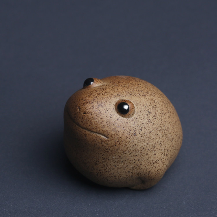 粗陶大眼萌蟾淘沙三脚招财金蟾迷你小号茶宠摆件可爱有趣个性茶具