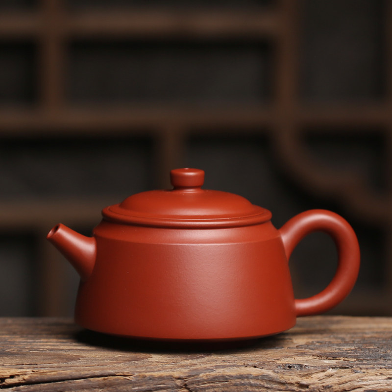 紫砂朱泥球孔大大开口茶壶德钟