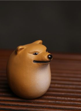 紫砂段泥狗蛋搞笑表情包茶宠小摆设摆件家居有趣创意手把件卡通