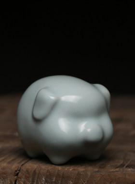 茶宠可养汝窑开片可爱小猪