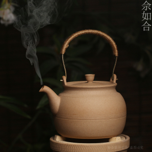 耐高温电陶炉明火炭炉家用户外茶具烧水壶 原矿陶砂提梁煮水壶