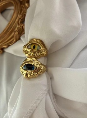 Schiaparelli 欧美火爆全能之眼五官系列高品质中古戒指开口可调