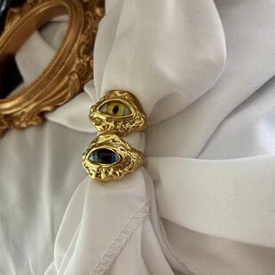 Schiaparelli 欧美火爆全能之眼五官系列高品质中古戒指开口可调