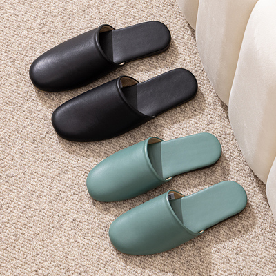 日式真皮室内地板拖男女