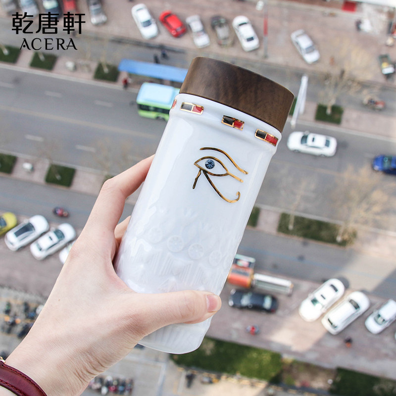 乾唐轩活瓷杯双层陶瓷随手杯