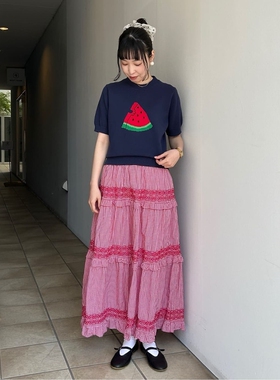 日代 CHILD WOMAN gingham smocking skirt 25SS 格纹褶饰半身裙