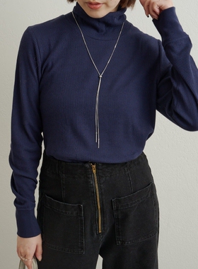 日代 Omekashi Hanes turtleneck 25AW 柔软华夫格高领打底毛衣