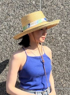 日代 arth Strow Sailor Hat 25AW 花少秦岚同款平顶宽檐遮阳帽