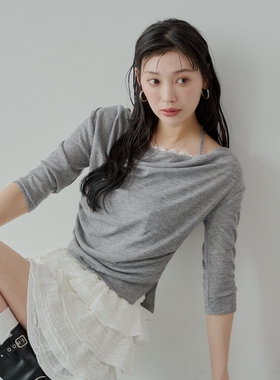 日代 Chico cami layered knit 25SS 不对称设计露肩吊带针织衫