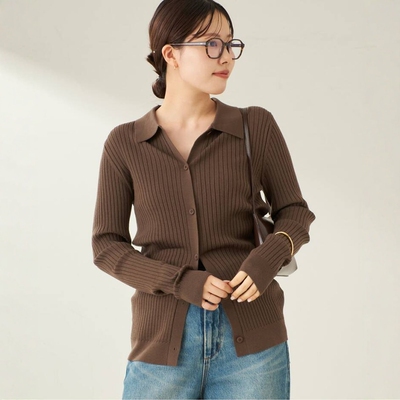 Plage休闲羊毛罗纹针织开衫