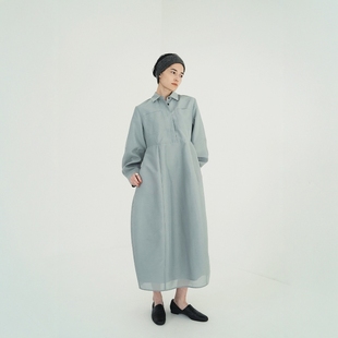 日代 CLANE FLUFFY SHEER ONEPIECE 25AW 口袋蓬松衬衫连衣裙