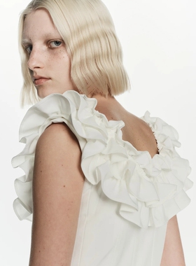 日代 Bibiy FLORENTINA DRESS 25AW 高级法式褶皱荷叶边连衣裙