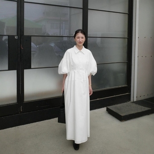 日代 CLANE WAIST DESIGN ONEPIECE 25SS 泡泡袖衬衫高腰连衣裙