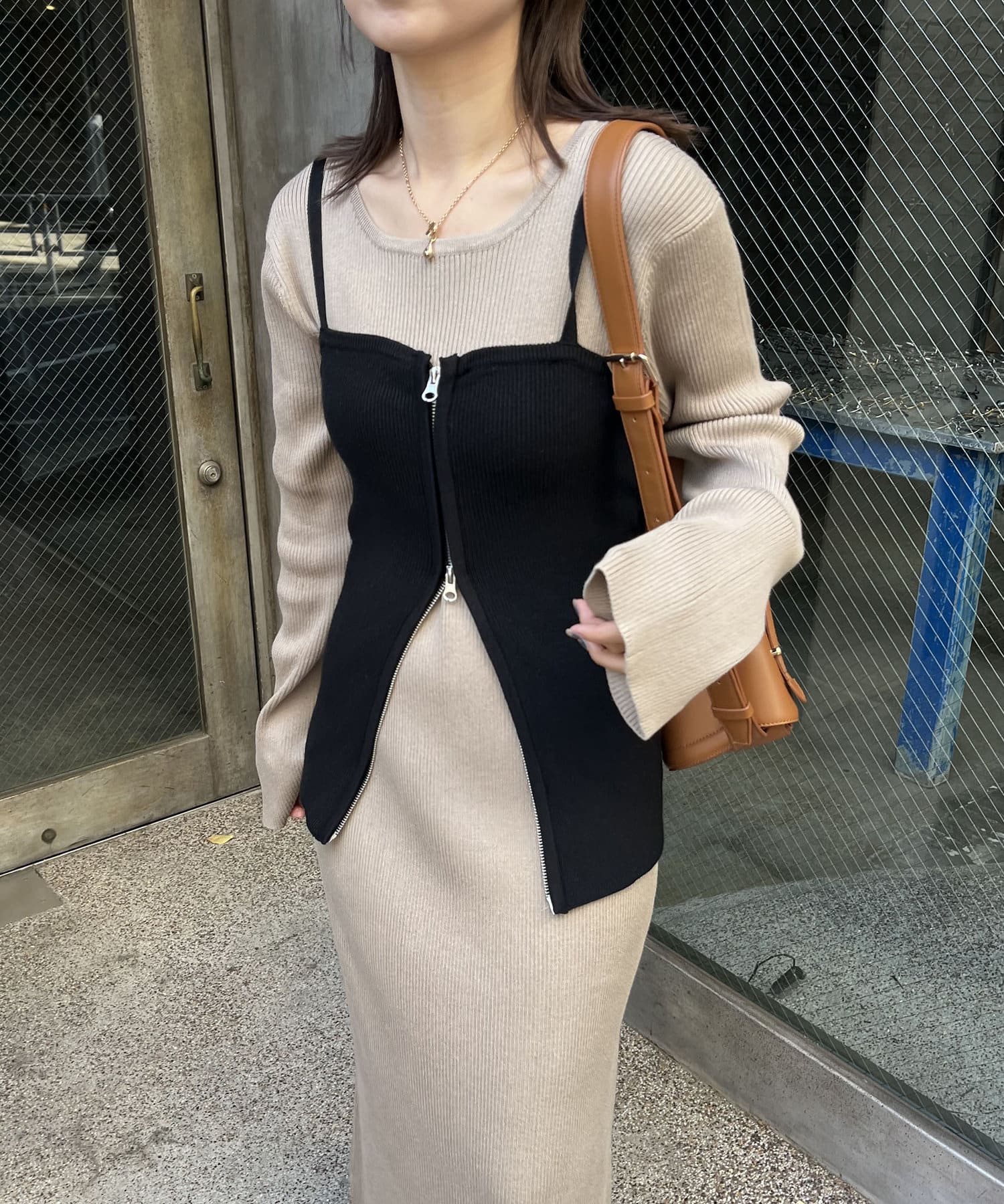 日代 CAPRICIEUX LE'MAGE W zip dress 23AW 拉链紧身胸衣连衣裙