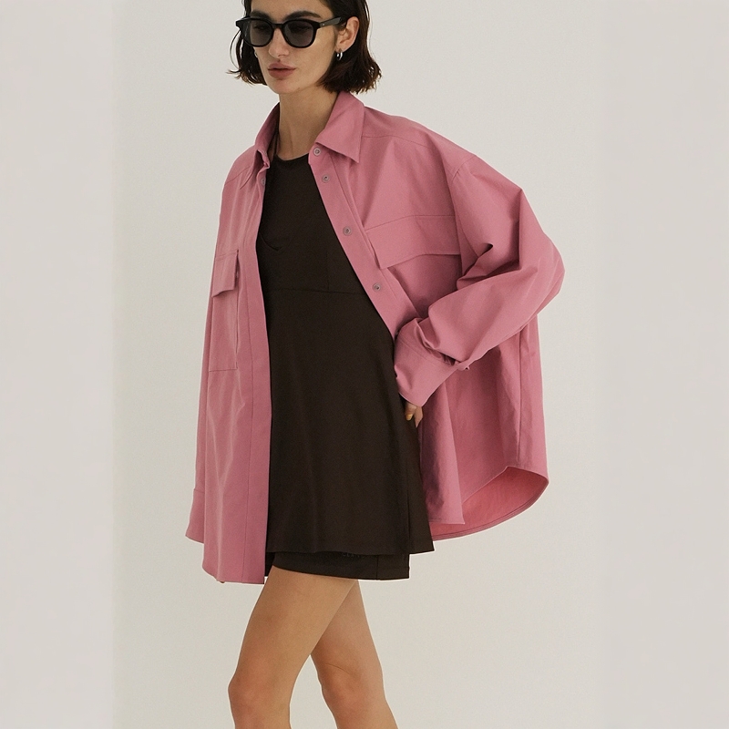 CLANE宽松休闲纯色防晒衬衫