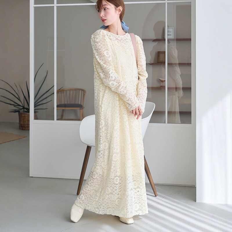 日代 Kastane Velvet lace dress 25SS 优雅丝绒蕾丝长款连衣裙