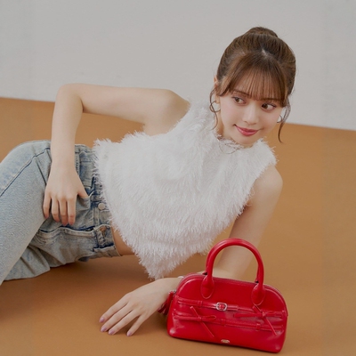 Chico蓬松系带羽毛背心上衣