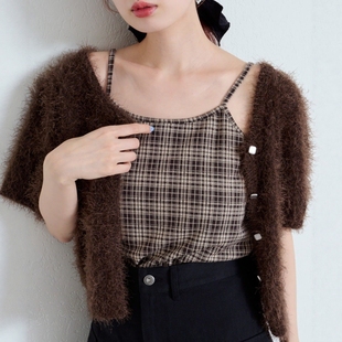 Cami Check with Cups 休闲复古格纹吊带背心 日代 25AW Kastane