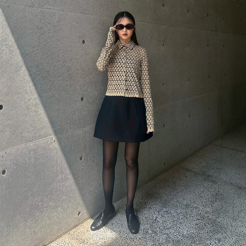 CLANE优雅立体蕾丝花朵衬衫