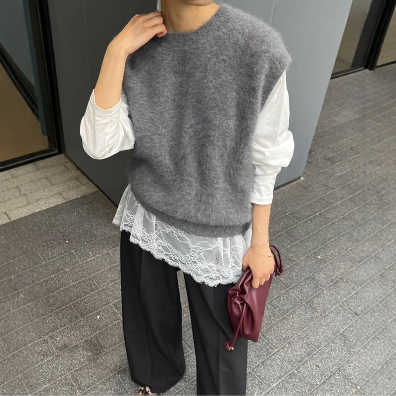 SLOBEIENA狐狸羊驼毛针织背心